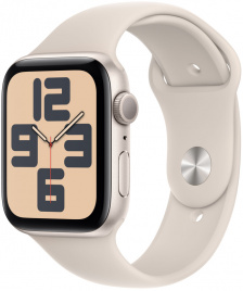 Apple Watch SE 2023 GPS 44mm Starlight Aluminium Case with Starlight Sport Band (M/L MRE53)