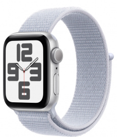 Apple Watch SE 2024 GPS 40mm Silver Aluminium Case with Cloud Blue Loop Band MXEE3