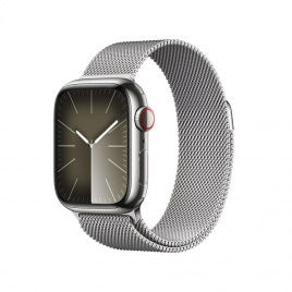 Apple Watch Series 9 GPS + Cellular 45mm Silver Stainless Steel Case with Silver Milanese Loop