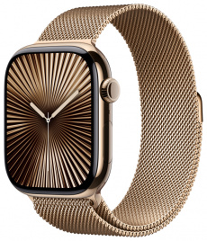 Apple Watch Series 10 GPS + Cellular 46mm Gold Titanium Case with Gold Milanese Loop - M/L