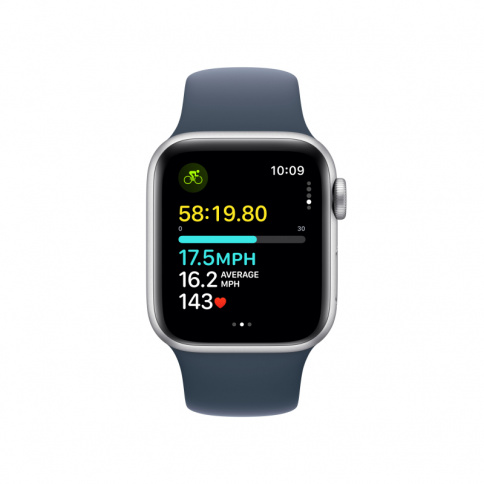 Apple Watch SE 2023 GPS 40mm  Silver Aluminum Case with Storm Blue Sport Band (M/L MRE23) фото 7