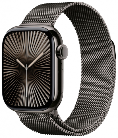 Apple Watch Series 10 GPS + Cellular 42mm Slate Titanium Case with Slate Milanese Loop фото 1