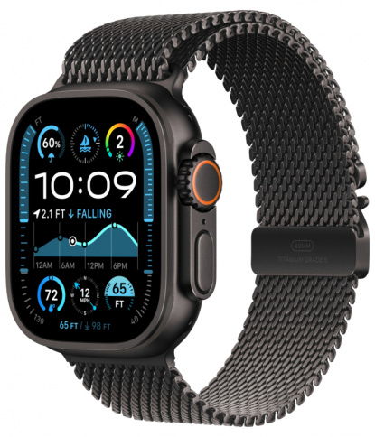 Apple Watch Ultra 2 GPS + Cellular 49mm Black Titanium Case with Black Milanese Loop - M MX5U3 фото 1