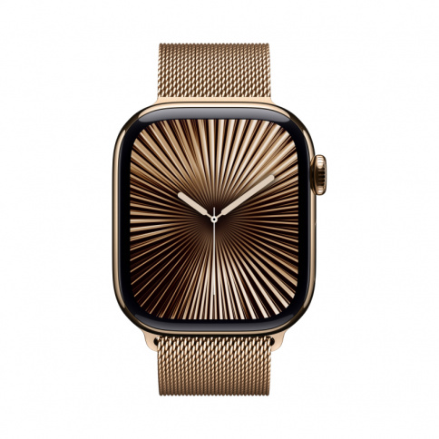 Apple Watch Series 10 GPS + Cellular 42mm Gold Titanium Case with Gold Milanese Loop фото 2