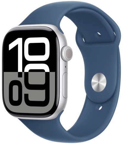 Apple Watch Series 10 GPS 46mm Silver Aluminum Case with Denim Sport Band - M/L фото 1
