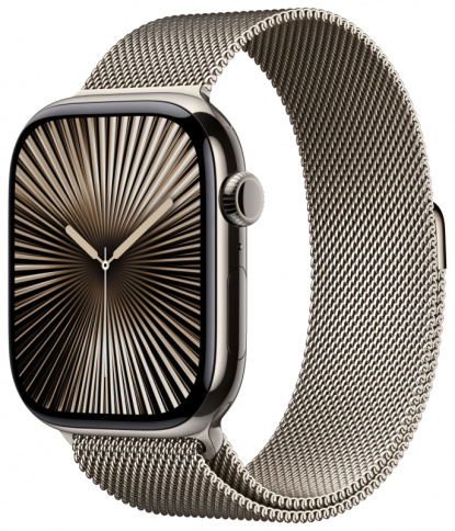 Apple Watch Series 10 GPS + Cellular 46mm Natural Titanium Case with Natural Milanese Loop - S/M фото 1
