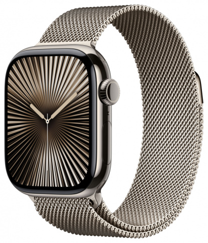 Apple Watch Series 10 GPS + Cellular 42mm Natural Titanium Case with Natural Milanese Loop фото 1