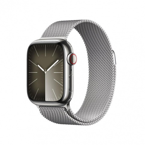 Apple Watch Series 9 GPS + Cellular 45mm Silver Stainless Steel Case with Silver Milanese Loop фото 1