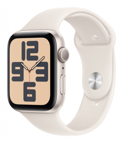 Apple Watch SE 2024 GPS 44mm Starlight Aluminium Case with Starlight Sport Band - M/L MXEV3 фото 1