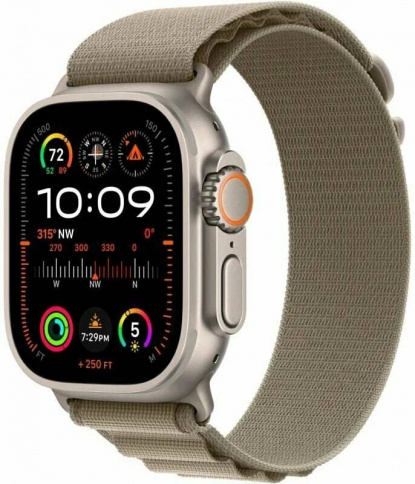 Apple Watch Ultra 2 GPS 49mm Titanium Case with Olive Alpine Loop  фото 1
