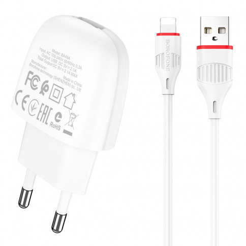 СЗУ Borofone BA49 Vsat power single port Micro 2.1A White фото 1
