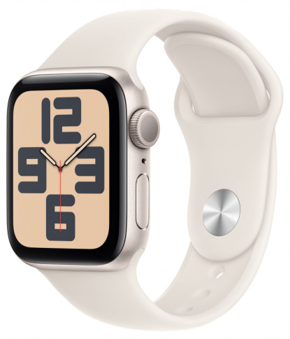Apple Watch SE 2024 GPS 40mm Starlight Aluminium Case with Starlight Sport Band - M/L MXEG3 фото 1