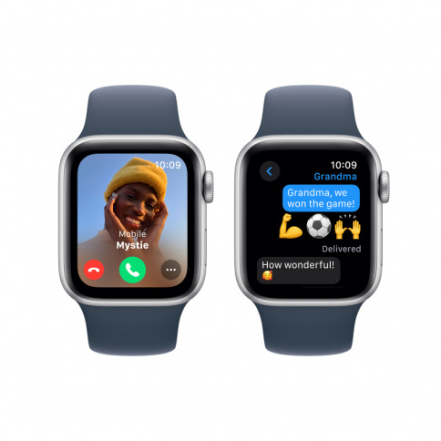 Apple Watch SE 2023 GPS 40mm  Silver Aluminum Case with Storm Blue Sport Band (M/L MRE23) фото 5