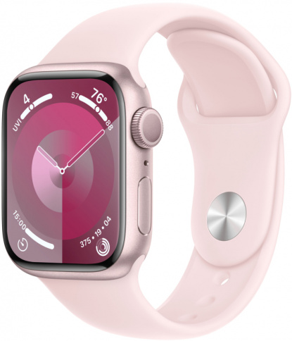 Apple Watch Series 9 GPS 45mm Pink Aluminium Case with Light Pink Sport Band - M/L фото 1