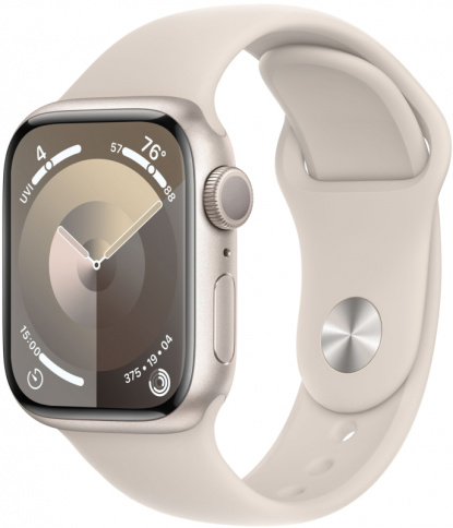 Apple Watch Series 9 GPS 41mm Starlight Aluminium Case with Starlight Sport Band - M/L фото 1