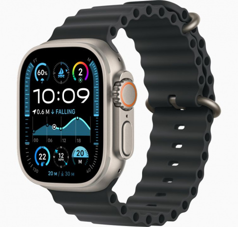Apple Watch Ultra 2 GPS + Cellular 49mm Natural Titanium Case with Black Ocean Band MXTL3 фото 1