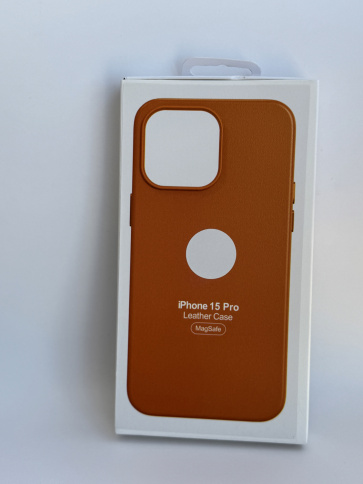 Чехол для iPhone 15 Pro Leather case кожаный фото 4