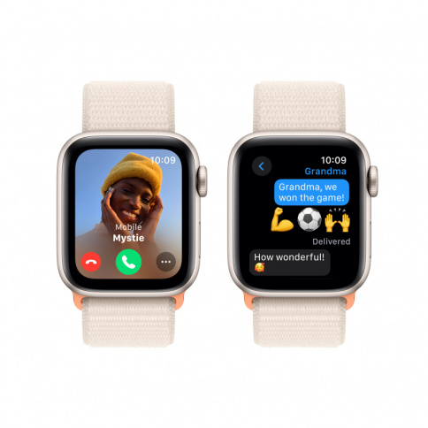 Apple Watch SE 2023 GPS 44mm Starlight Aluminum Case with Starlight Sport Loop (MRE63) фото 5